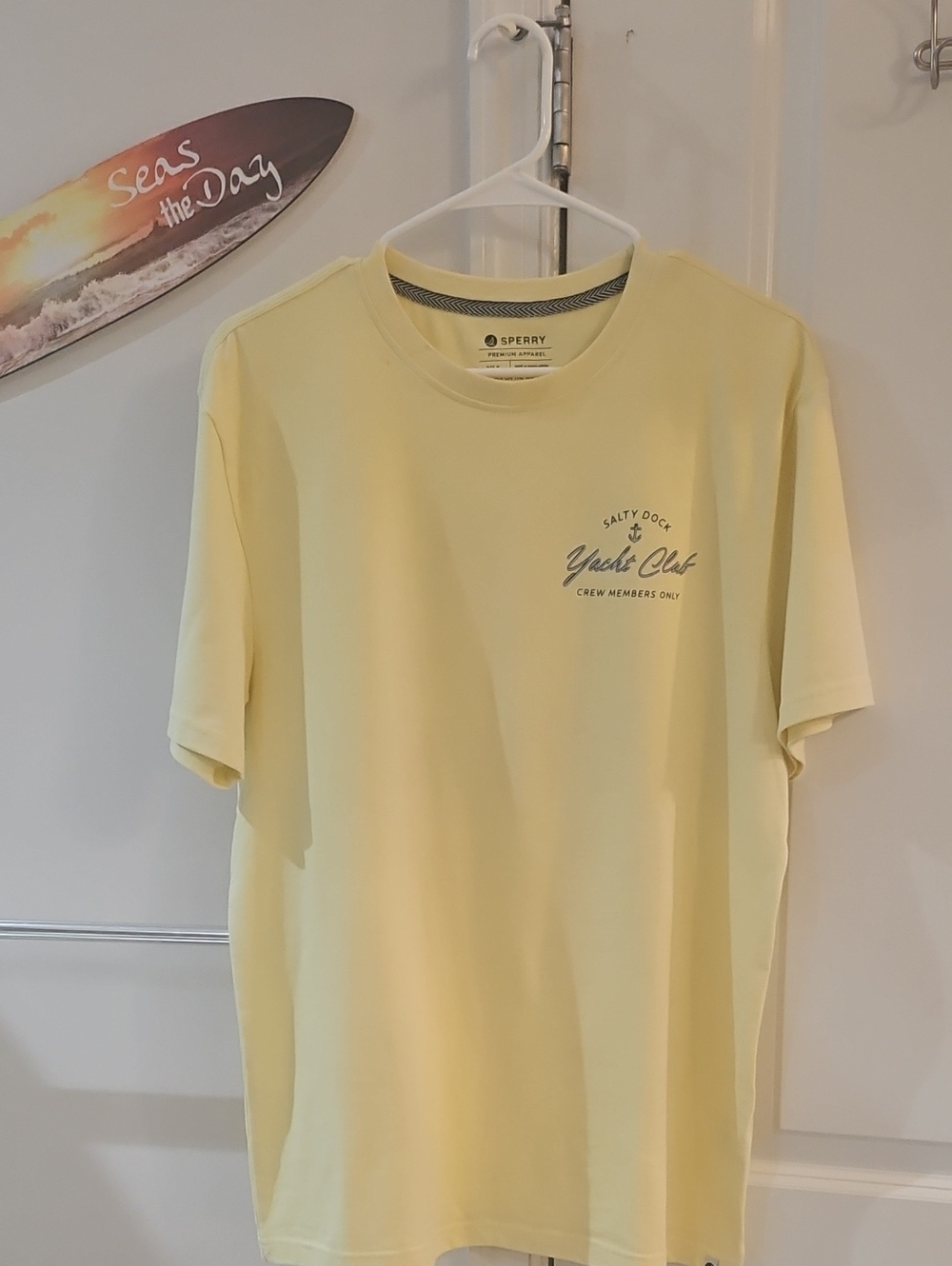 Sperry Short-Sleeve Crewneck Tee in Pale Yellow with Yacht Club Logo